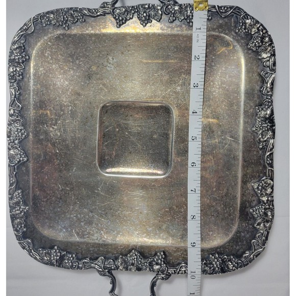 Vintage Continental Silver Co Inc Serving Tray 1940 Grape Vine Decor 10x10 inch - Picture 5 of 5